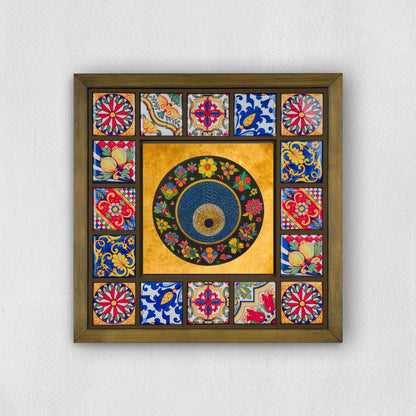 Evil Eye Medallion Kiln Fired Ceramic Tile Wall Art