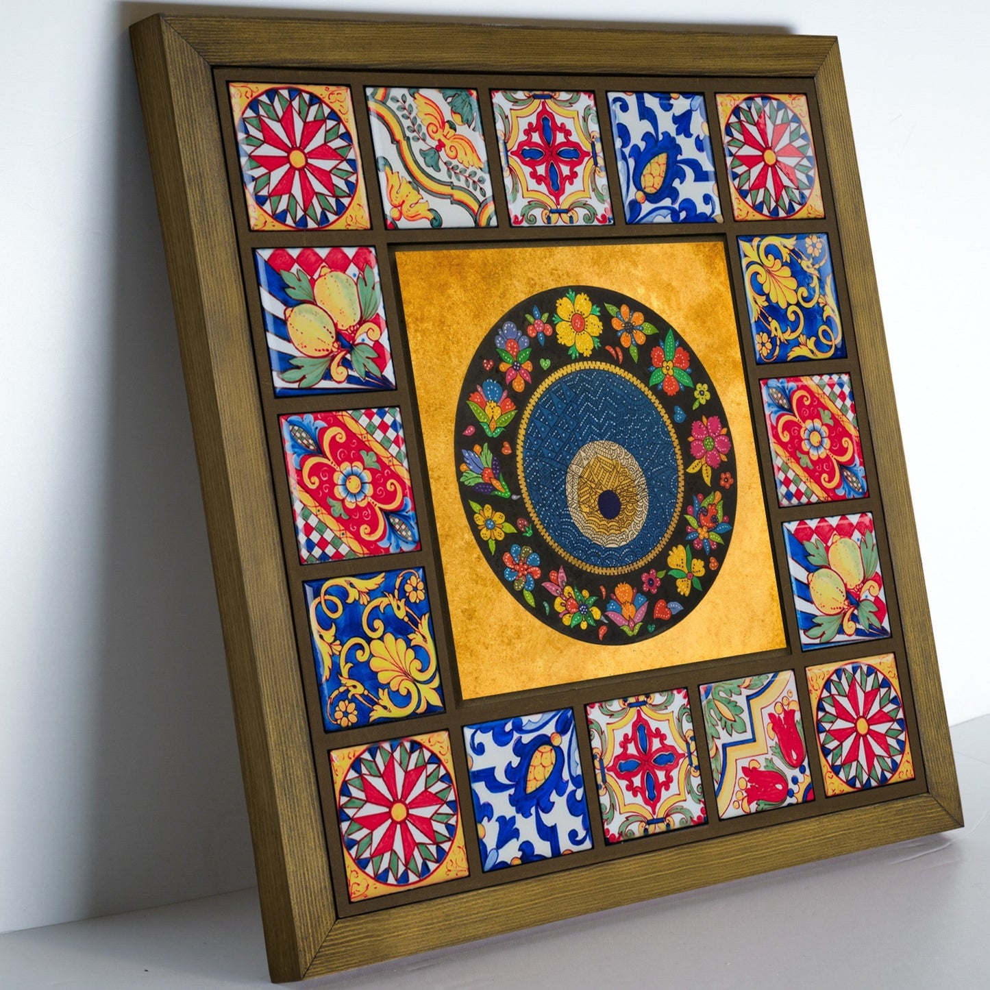 Evil Eye Medallion Kiln Fired Ceramic Tile Wall Art