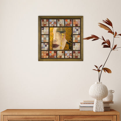 Klimt Style Golden Tears Kiln Fired Ceramic Tile Wall Art