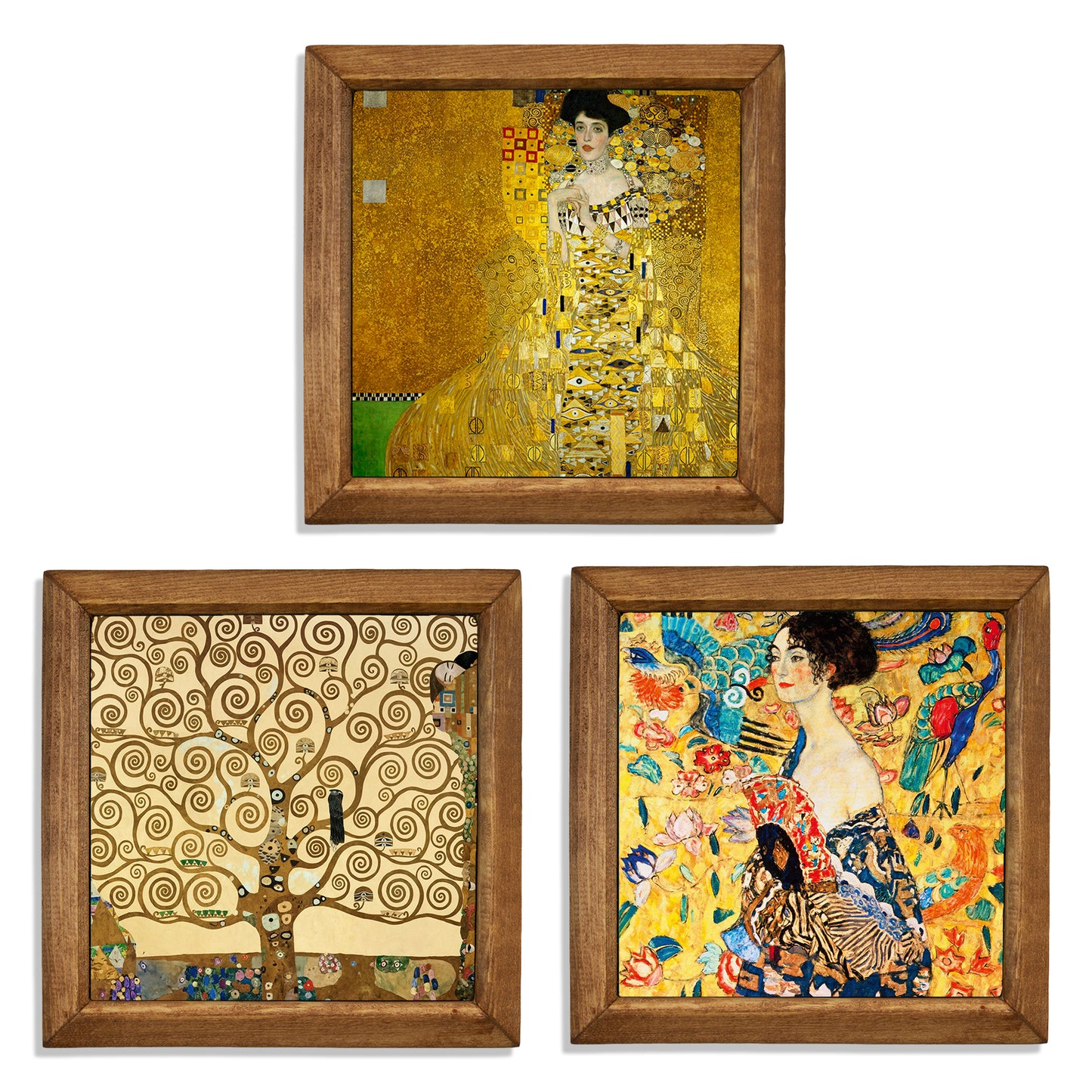 Gustav Klimt Framed Wall Art Trio – Gold Collection