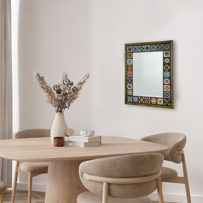 Mediterranean Edition Handmade Anatolian Ceramic Tile Wall Mirror