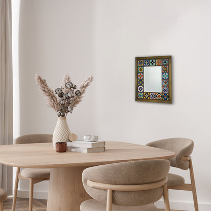 Mediterranean Edition Handmade Anatolian Ceramic Tile Wall Mirror
