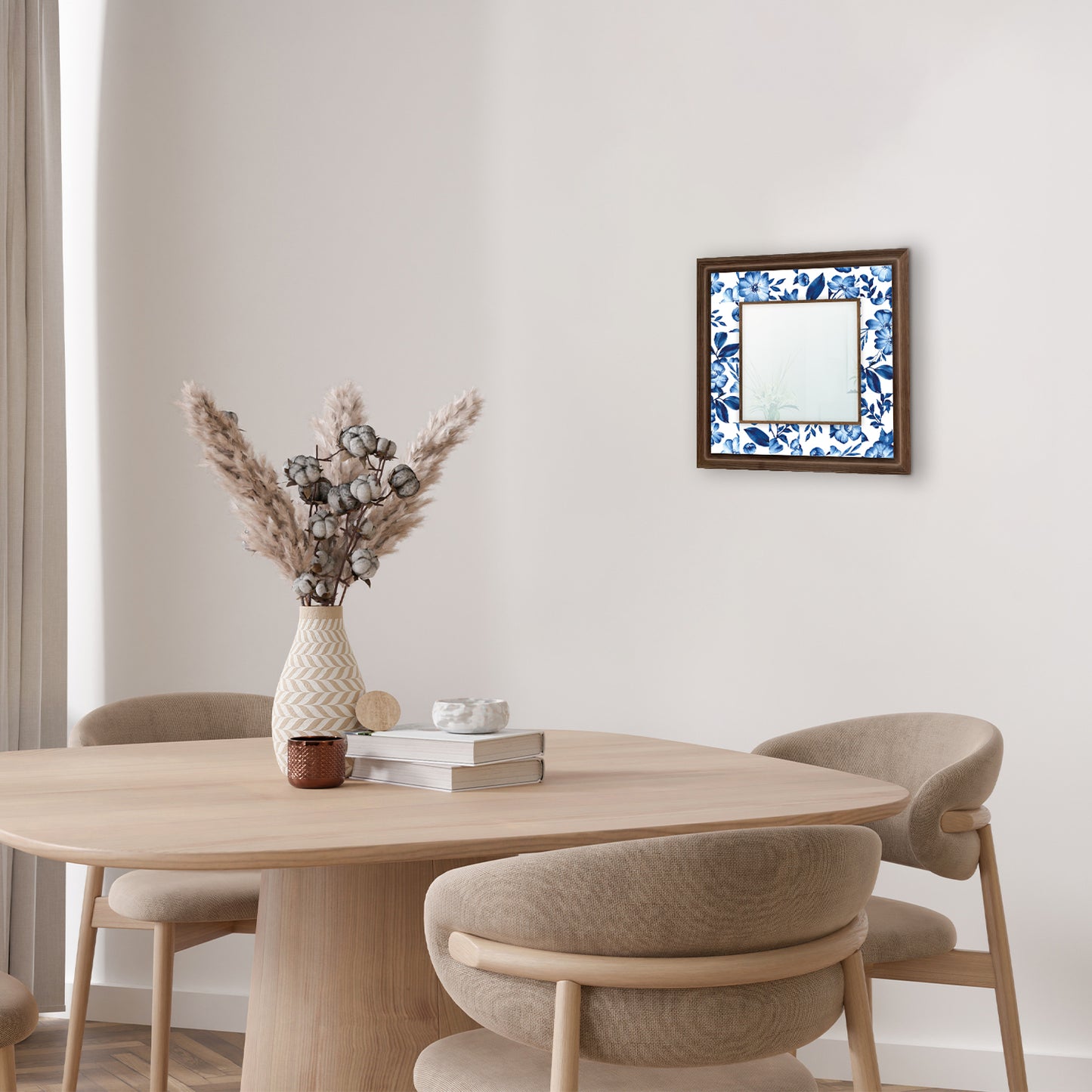 Turquoise Flowers Square Mirror with table | Artistry Home