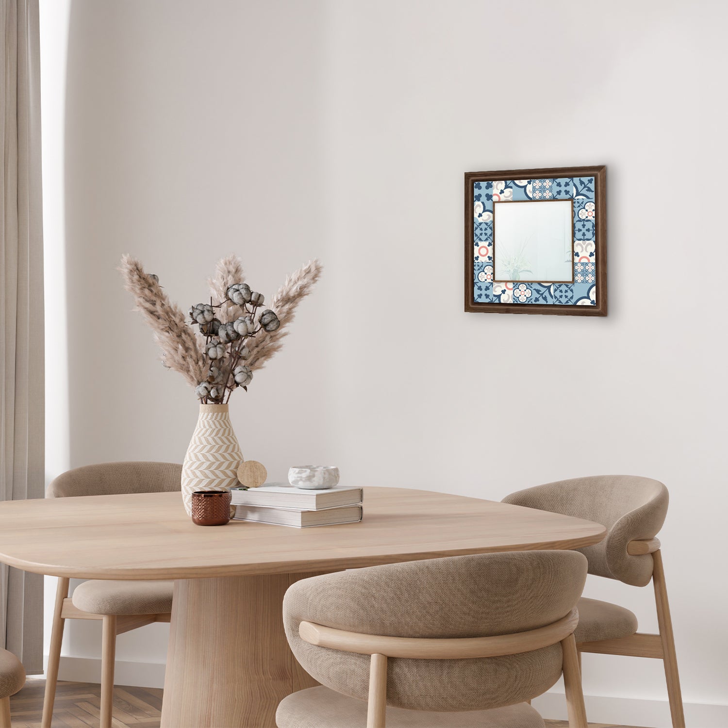 Blue Tiles Square Mirror with table | Artistry Home