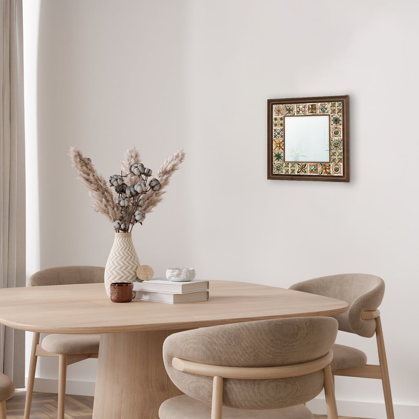 Mosaic I Square Mirror with table | Artistry Home