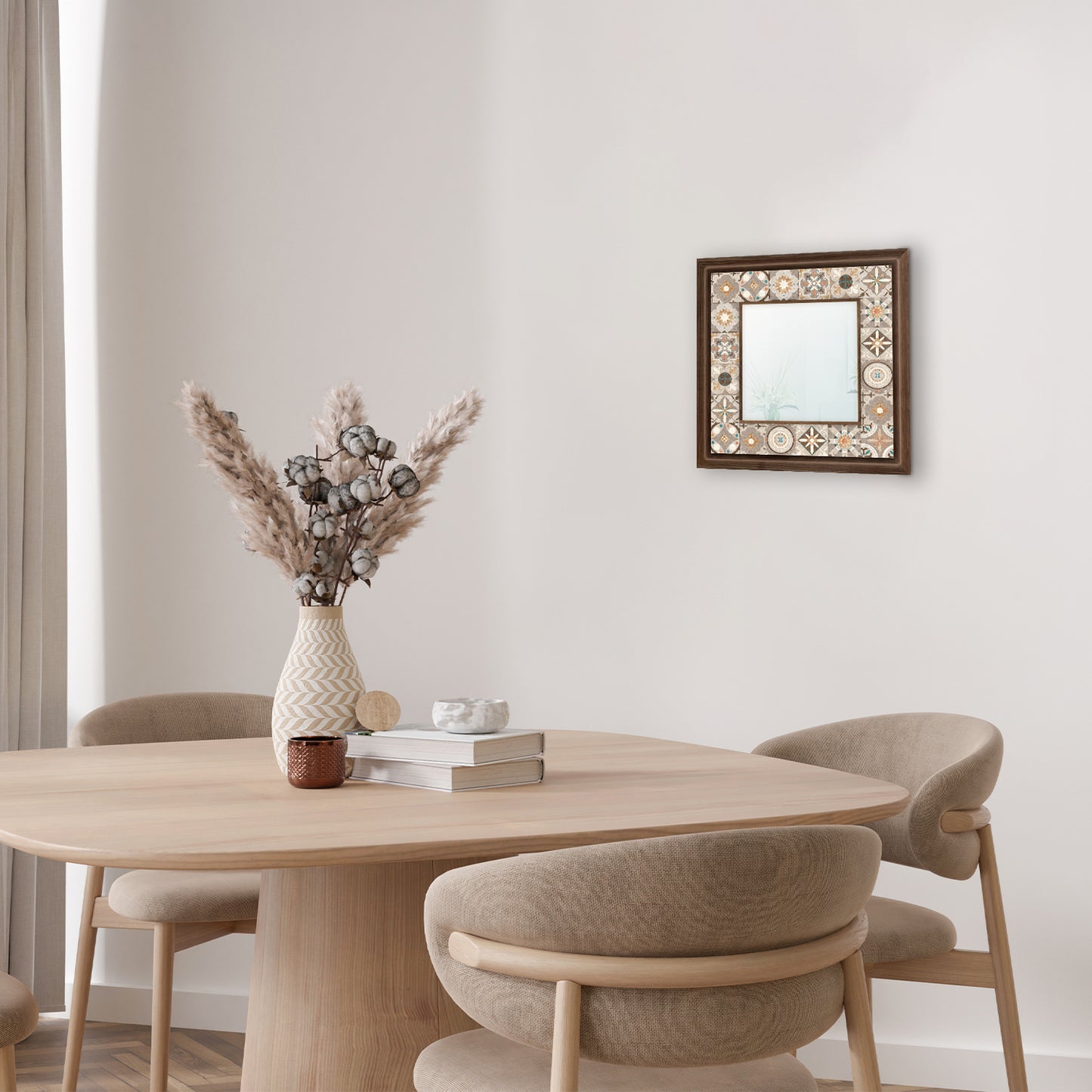 Rustic Tile Square Mirror with table | Artistry Home