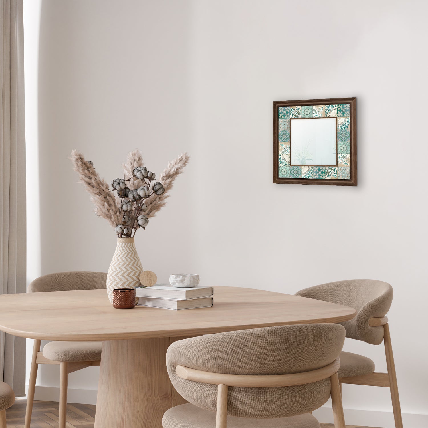 Green Tiles Square Mirror with table | Artistry Home