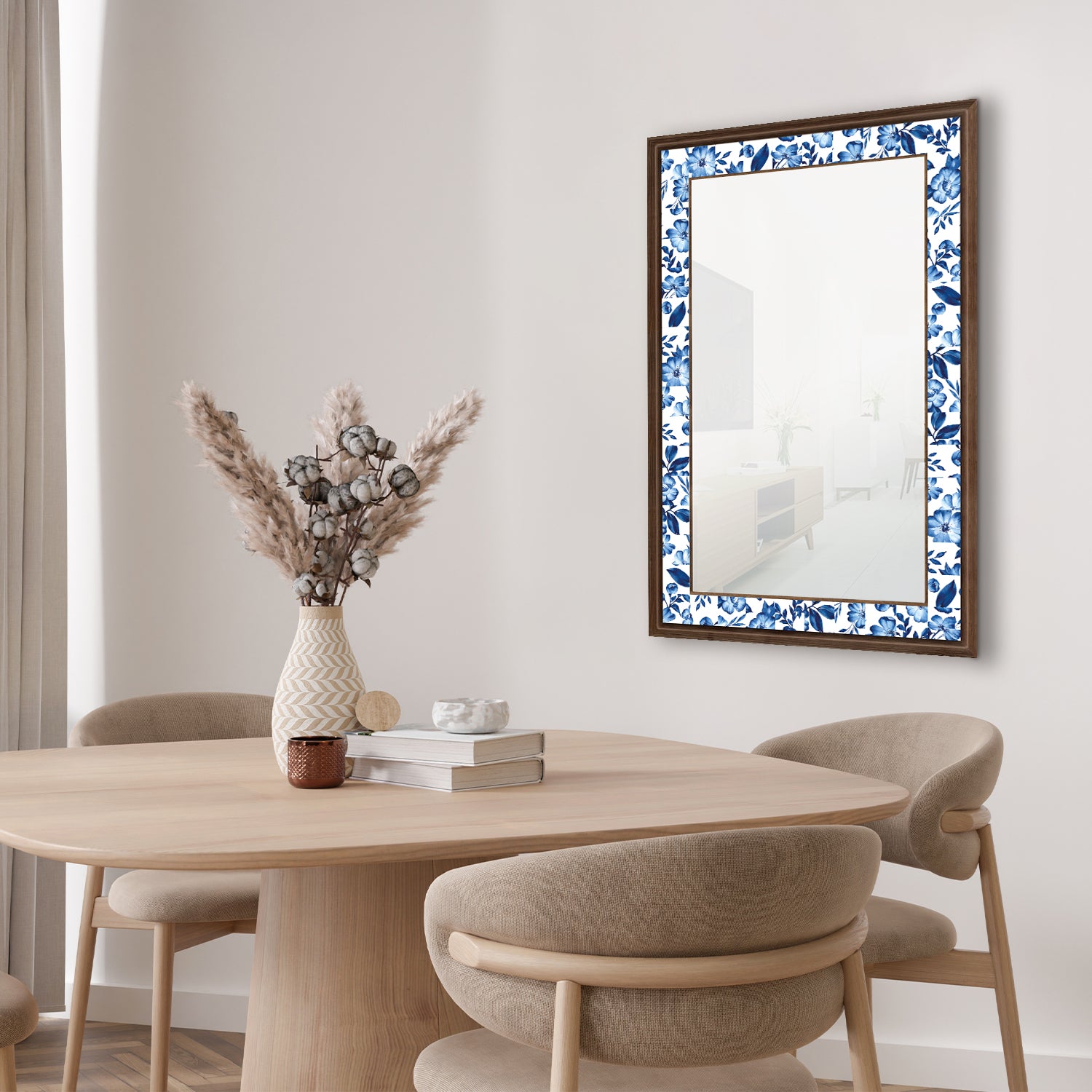 Turquoise Flowers Mirror with table | Artistry Home
