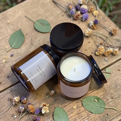 Vanilla Soy Wax Candle in Amber Glass