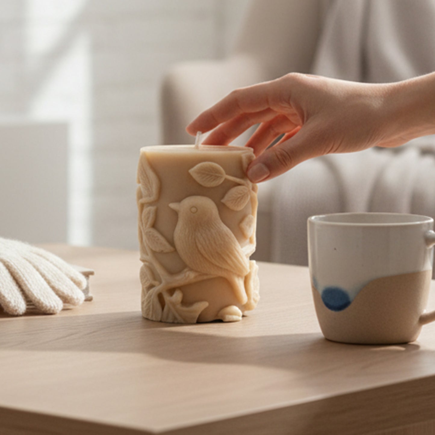 Bird Design Soy Wax Candle | Decorative Handmade Candle