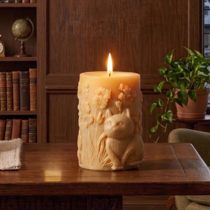 Cat Design Soy Wax Candle | Decorative Handmade Candle