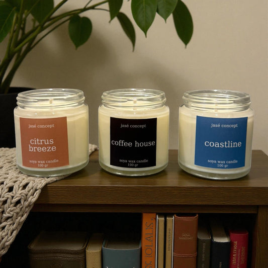 Seaside Calm Soy Wax Candle Set - Coffee, Citrus & Coastline Scent