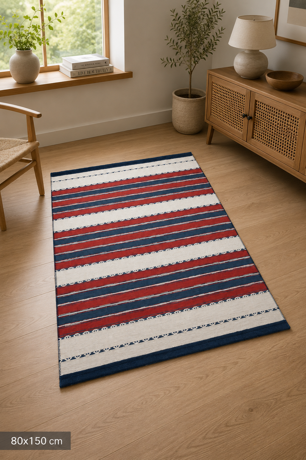 Arya Craft Navy Washable Recycled Cotton Area Rug