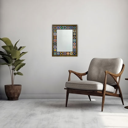 Mediterranean Edition Handmade Anatolian Ceramic Tile Wall Mirror