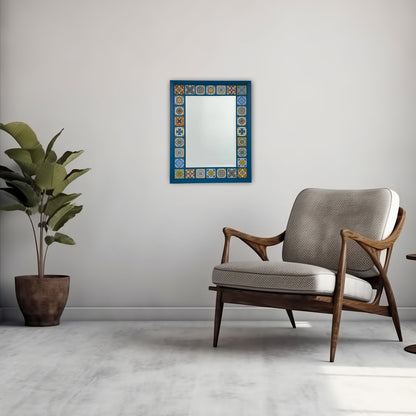 Azure Mosaic Handmade Anatolian Ceramic Tile Wall Mirror