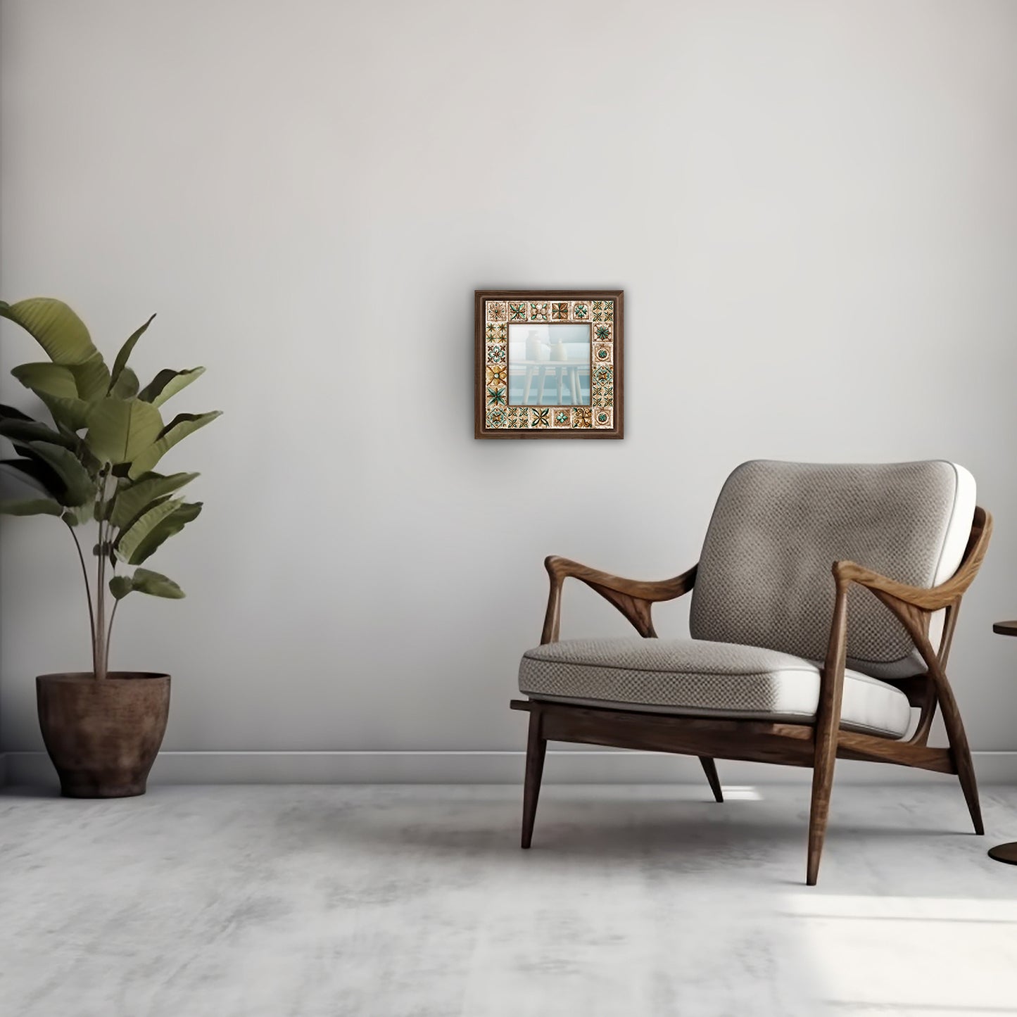 Mosaic I Square Mirror with armchair | Artistry Home