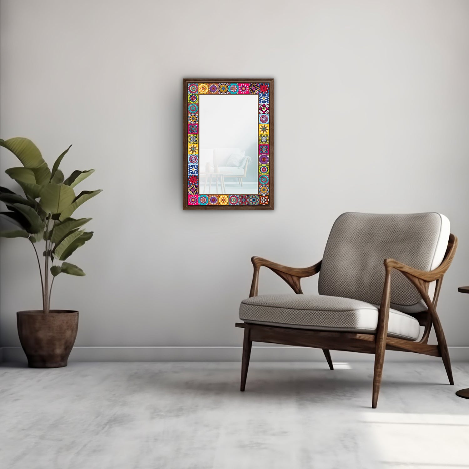 Colorful Tiles Mirror with armchair | Artistry Home