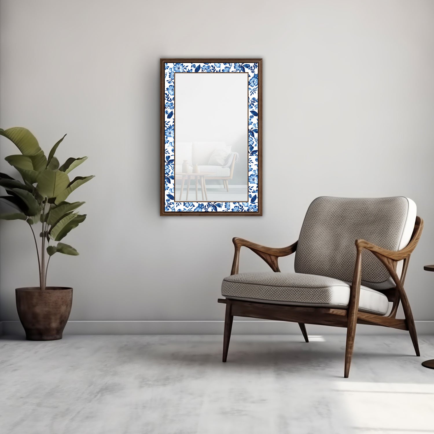 Turquoise Flowers Mirror with armchair | Artistry Home