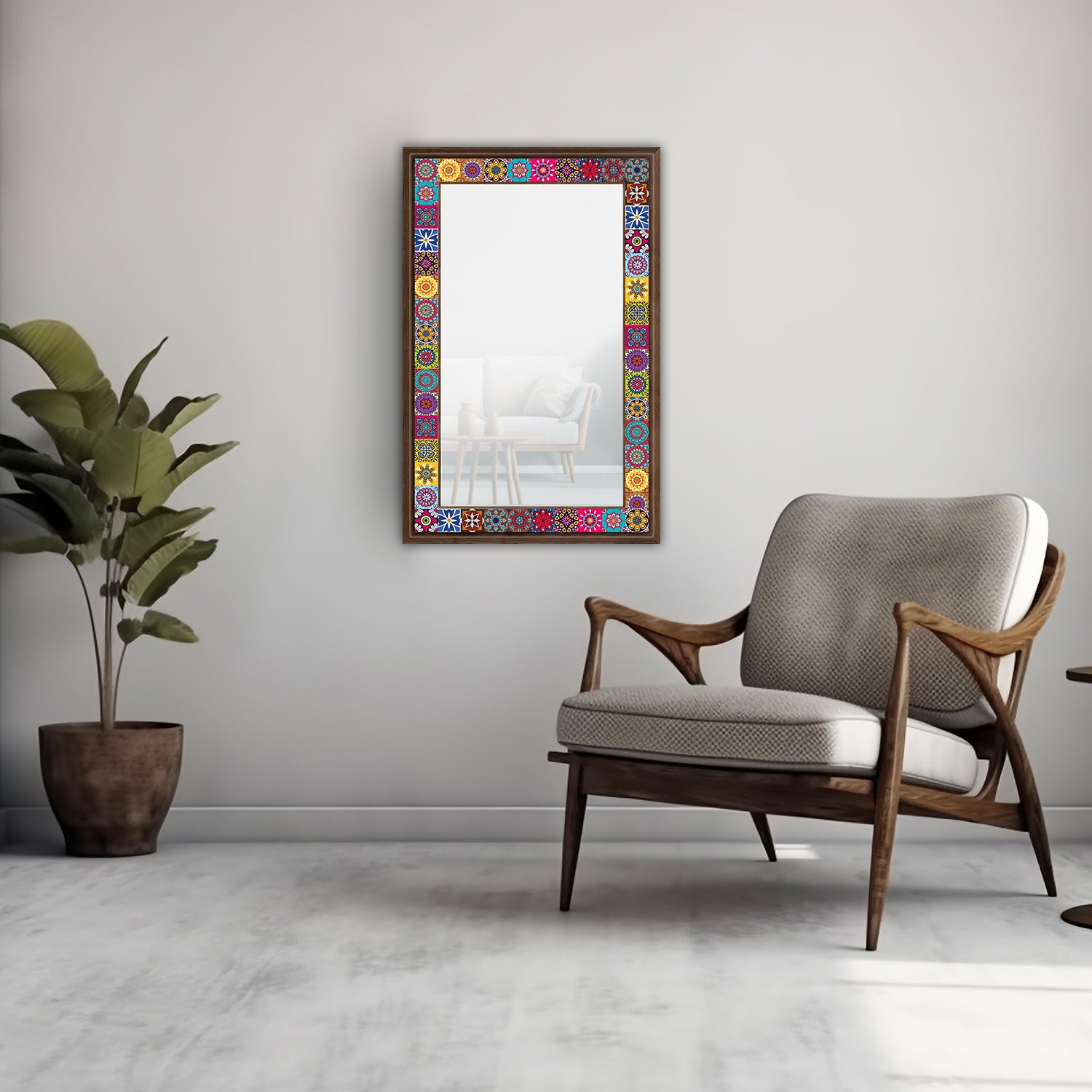 Colorful Tiles Mirror with armchair | Artistry Home