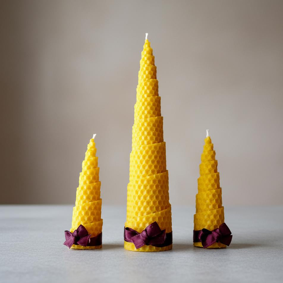 Beeswax Pyramid Candle Set