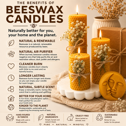 Golden Sunset Bundle | 2 Natural Stone Wall Arts + 1 Beeswax Candle Set