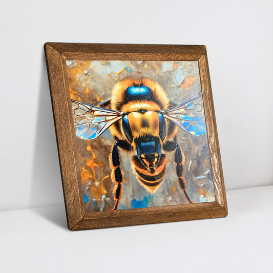 Vivid Bee Framed Stone Wall Art