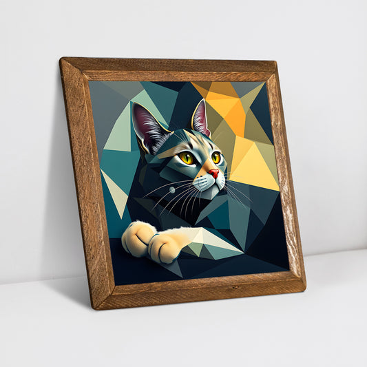 Calm Cat Framed Natural Stone Wall Art