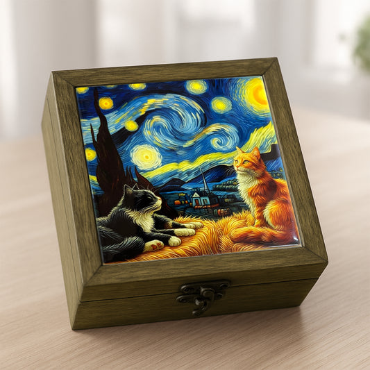 Starry Night Cats Tile Box