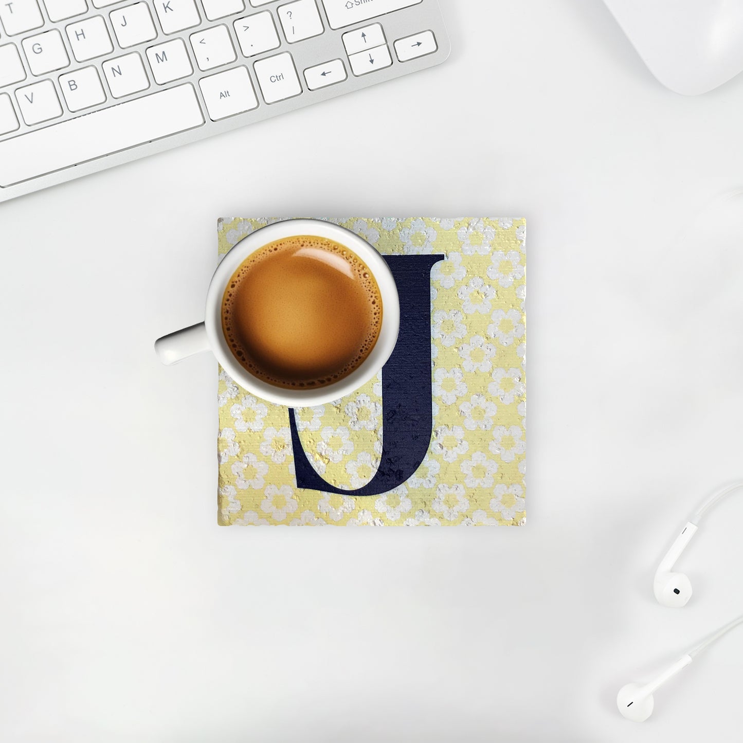 Lettered Natural Stone Coasters -  Initials J | Artistry Home