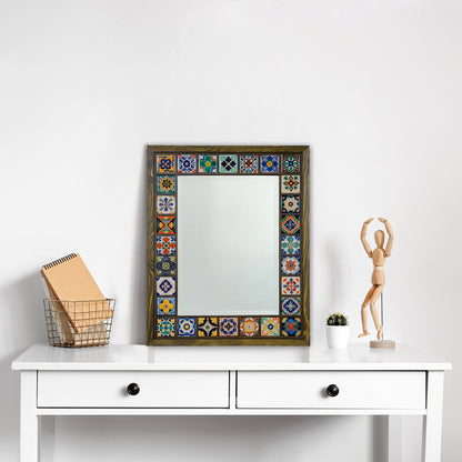 Mediterranean Edition Handmade Anatolian Ceramic Tile Wall Mirror