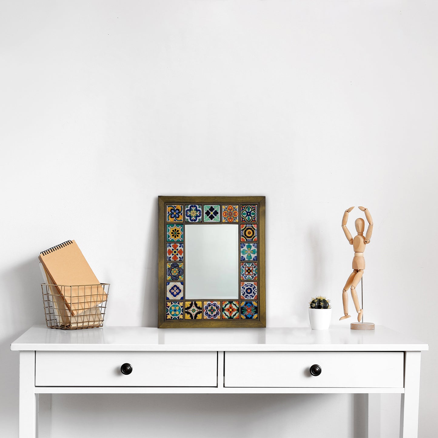 Mediterranean Edition Handmade Anatolian Ceramic Tile Wall Mirror