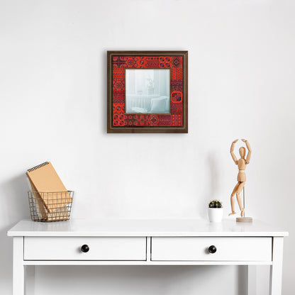 Afghan Red Square Mirror with dresser | Artistry Home