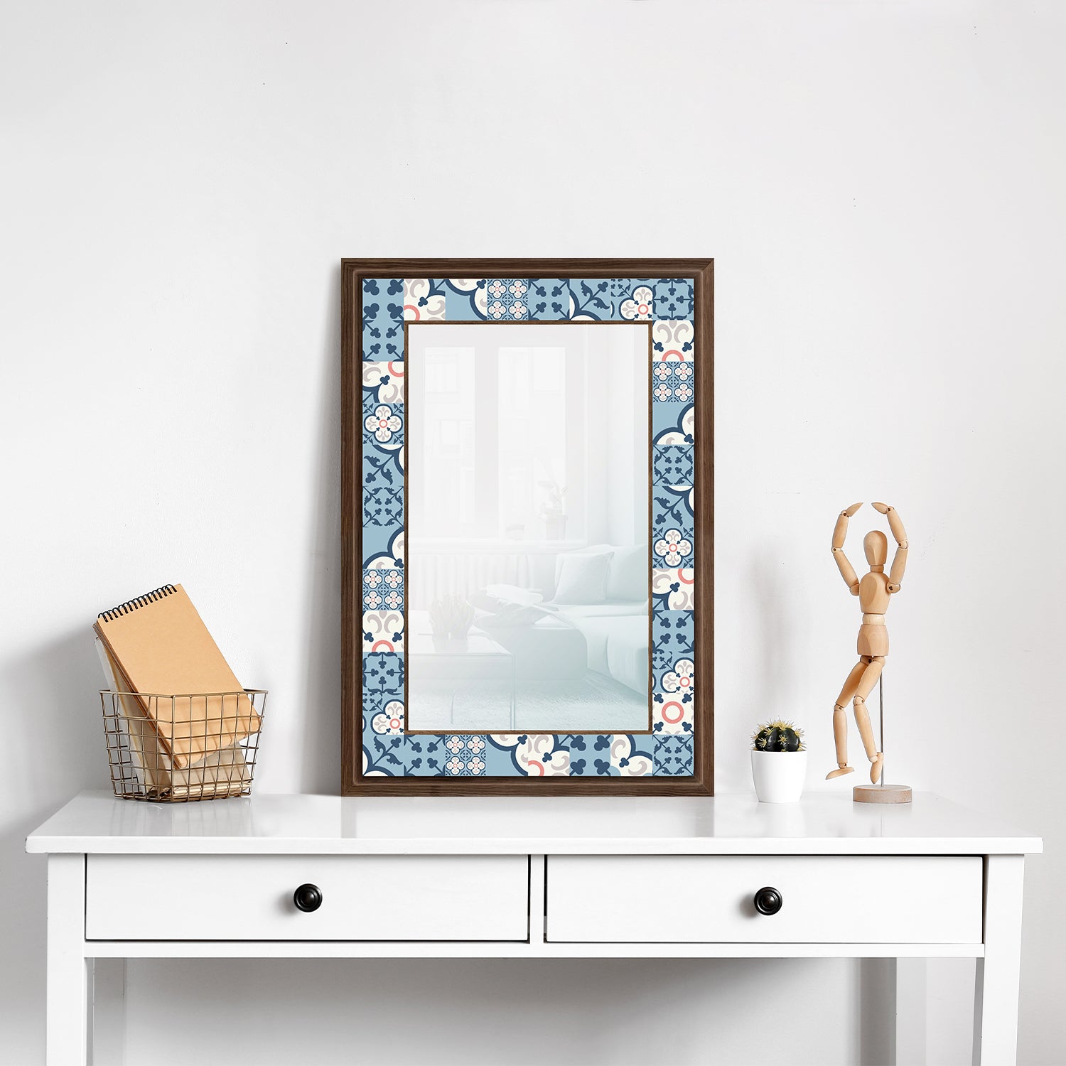 Blue Tiles Mirror with dresser | Artistry Home