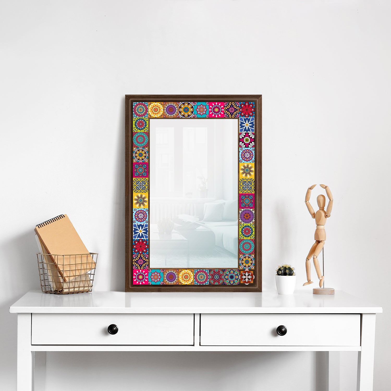 Colorful Tiles Mirror with dresser | Artistry Home
