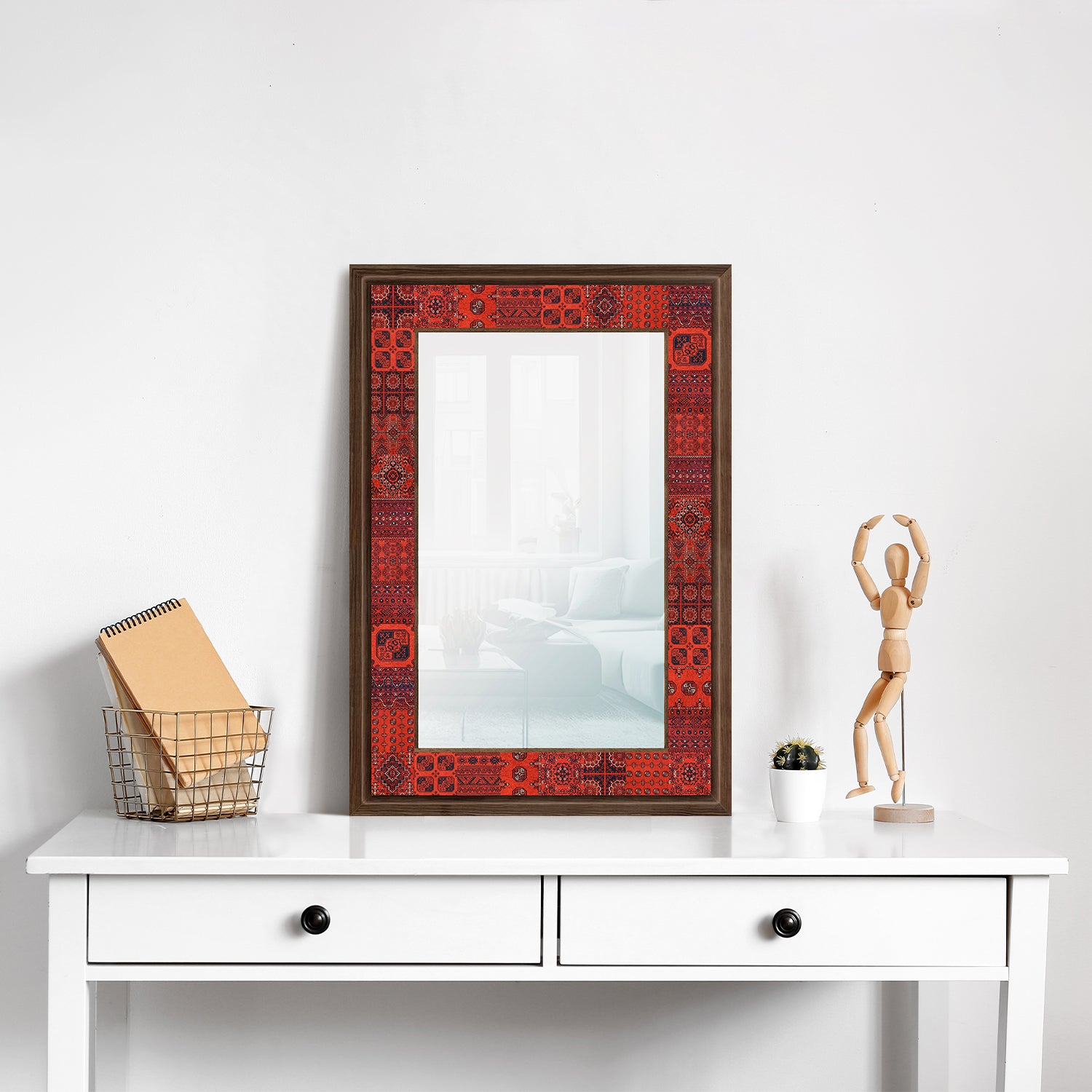 Afghan Red Mirror with dresser | Artistry Home