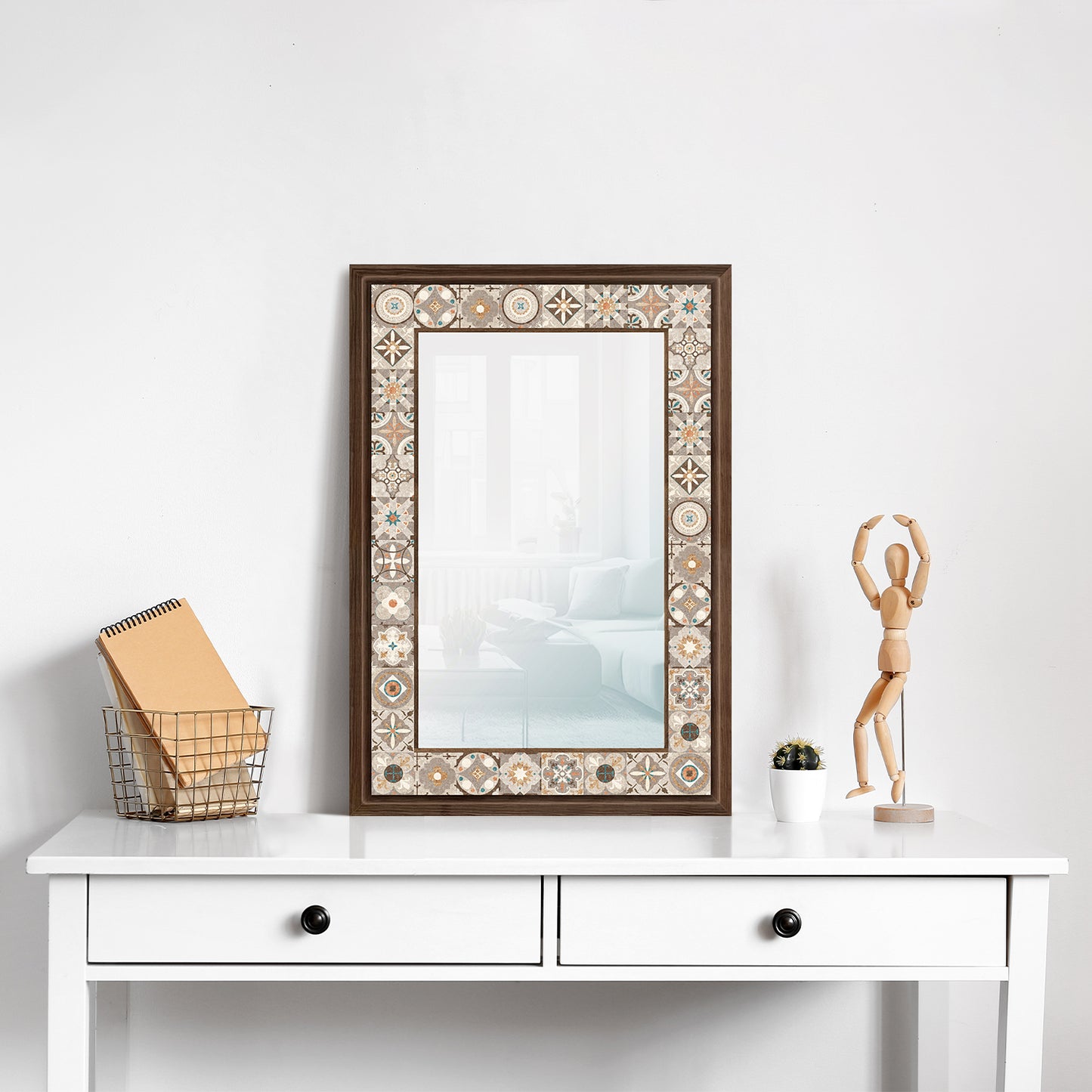 Rustic Tile Mirror with dresser | Artistry Home