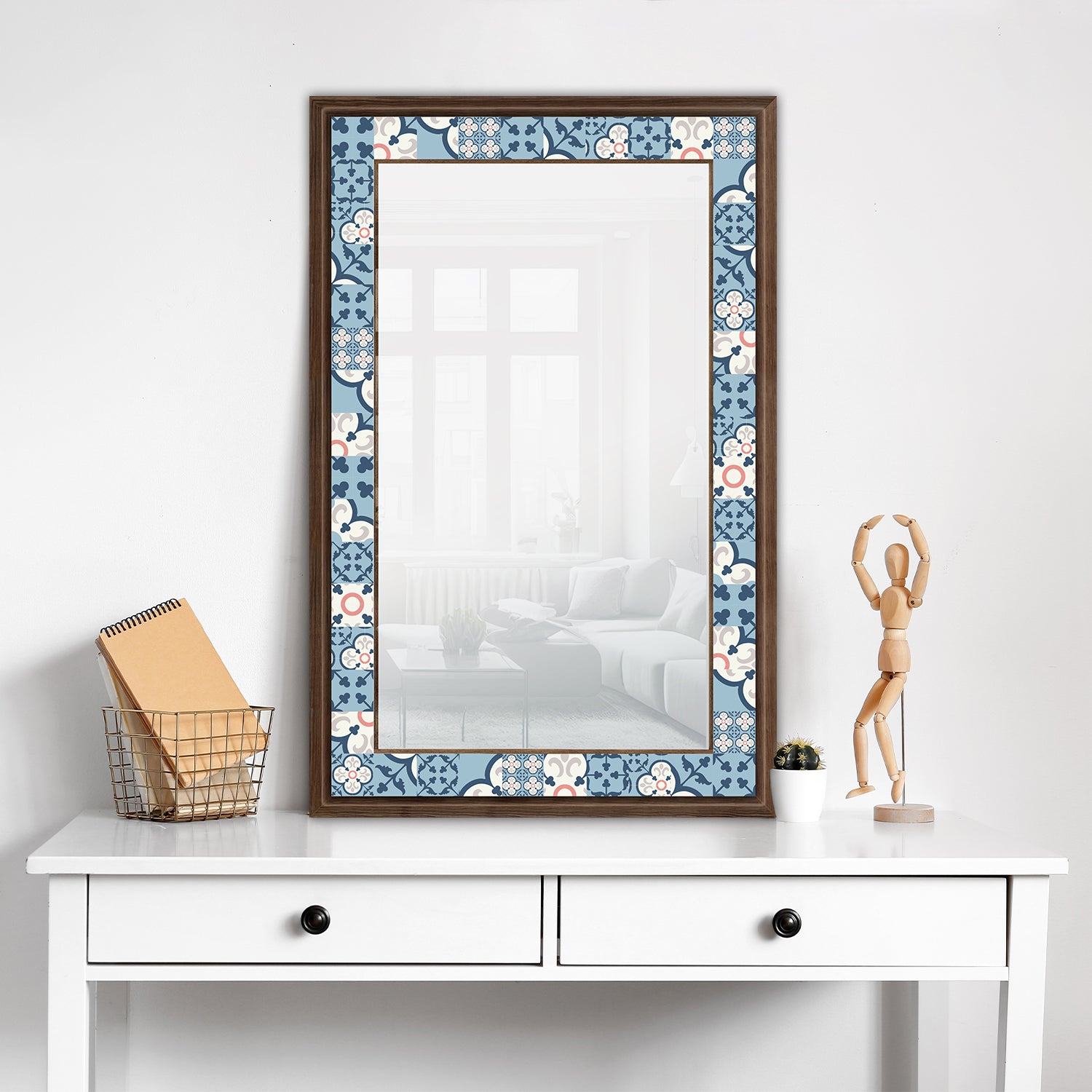Blue Tiles Mirror with dresser | Artistry Home