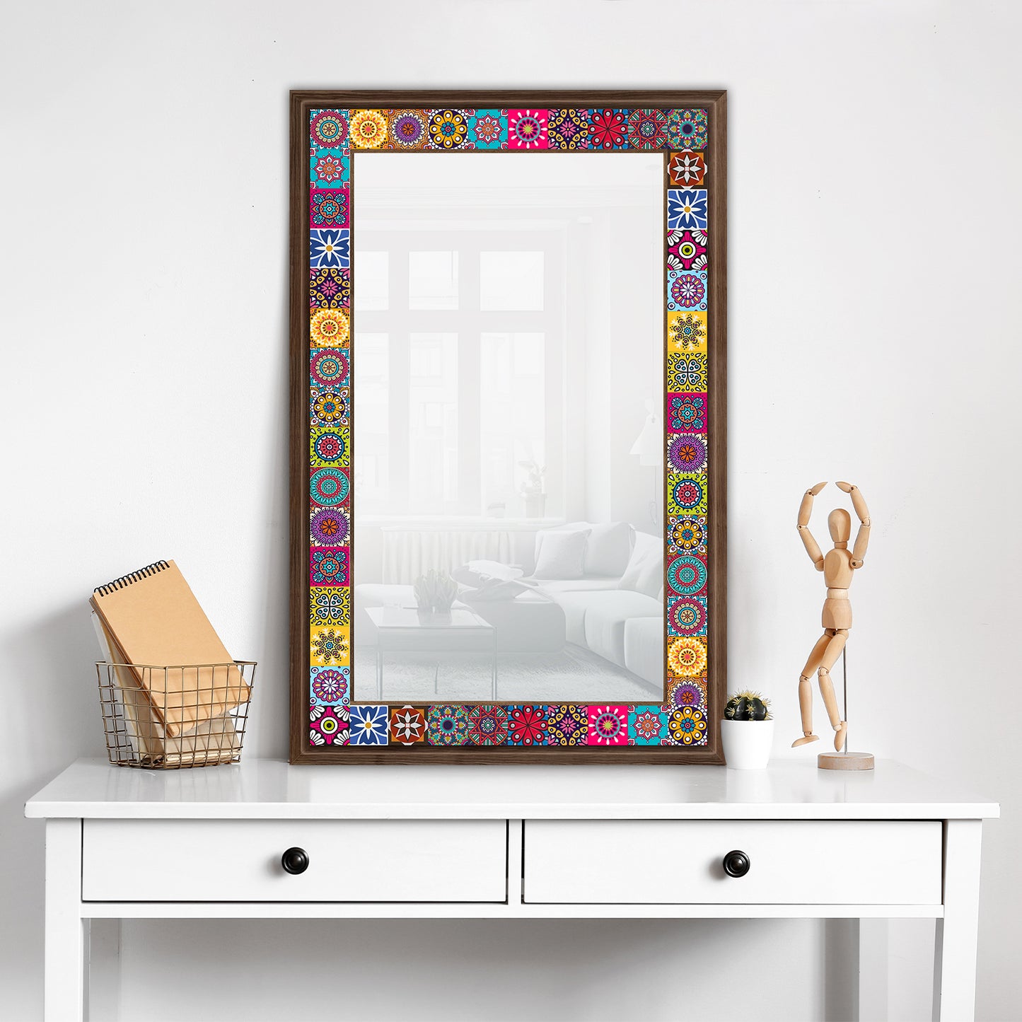 Colorful Tiles Mirror with dresser | Artistry Home