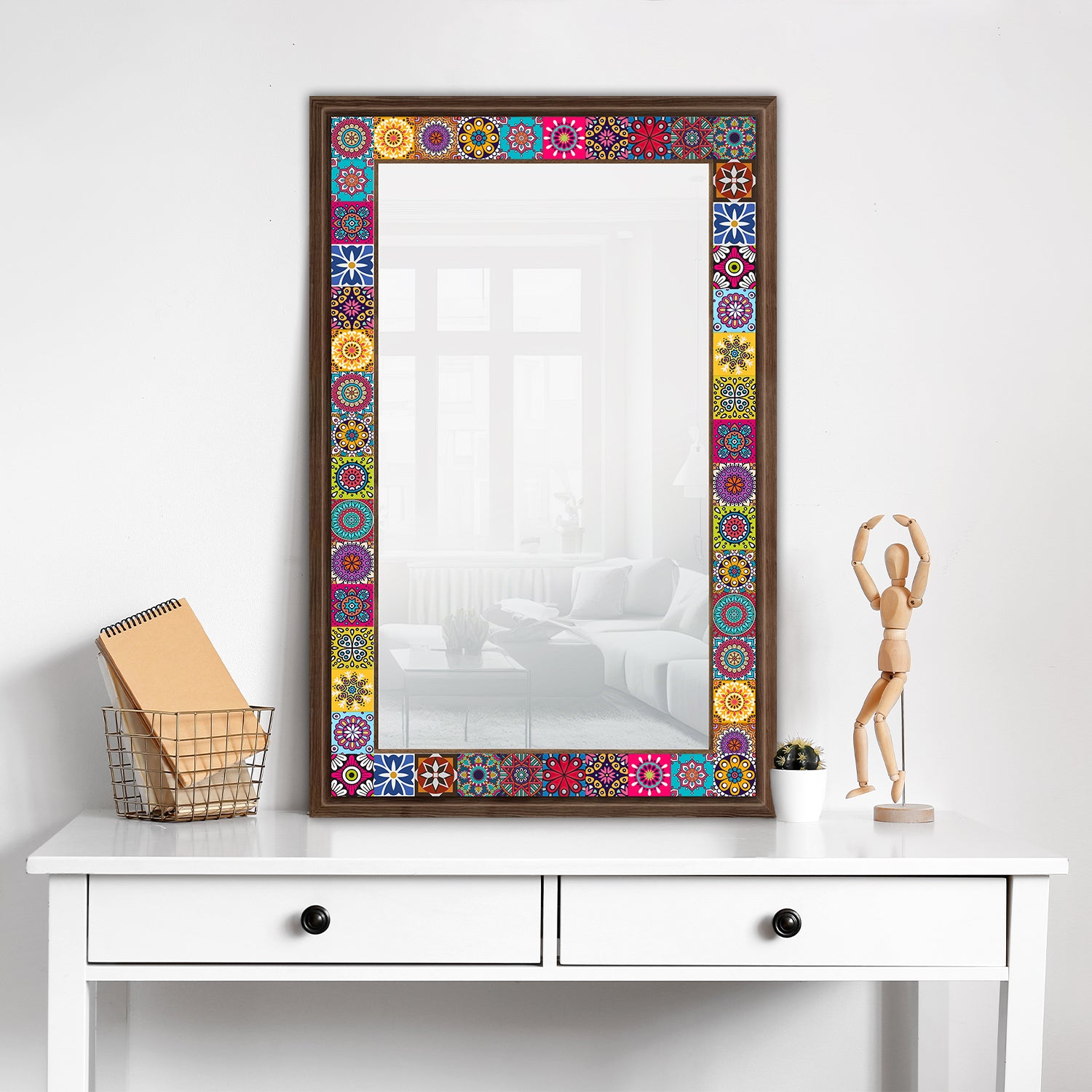 Colorful Tiles Mirror with dresser | Artistry Home