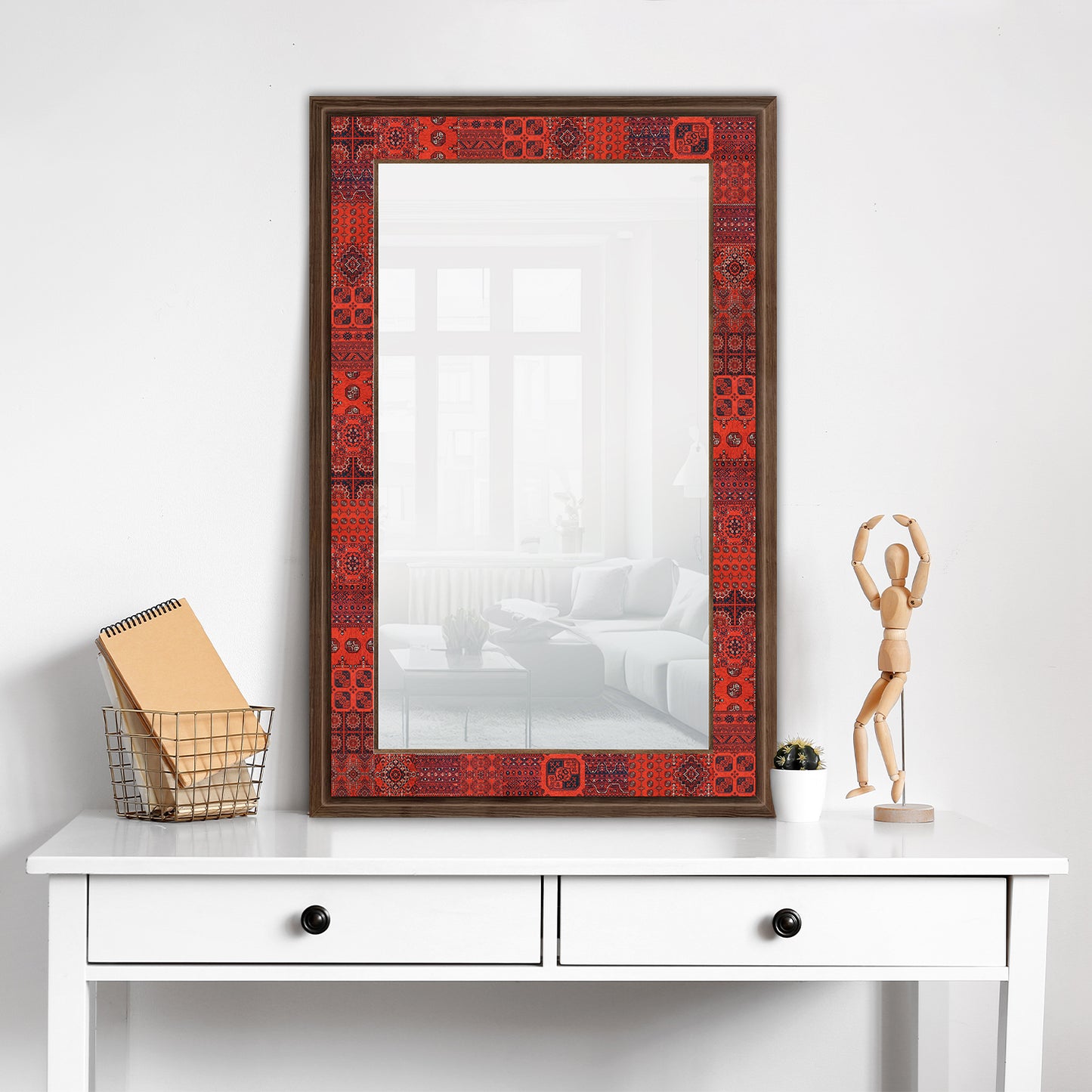 Afghan Red Mirror with dresser | Artistry Home