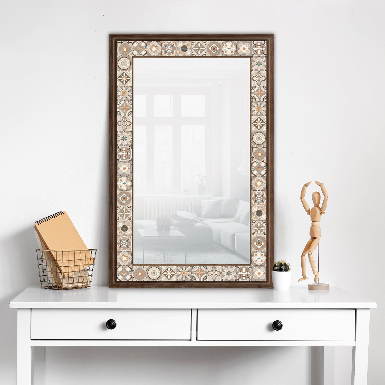 Rustic Tile Mirror with dresser | Artistry Home