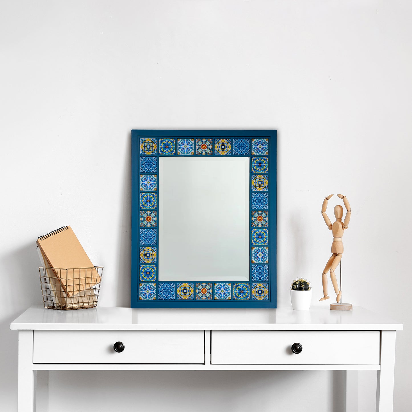 Sapphire Mosaic Handmade Anatolian Ceramic Tile Wall Mirror