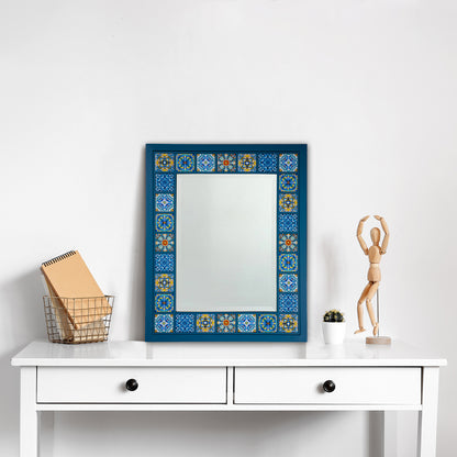 Sapphire Mosaic Handmade Anatolian Ceramic Tile Wall Mirror