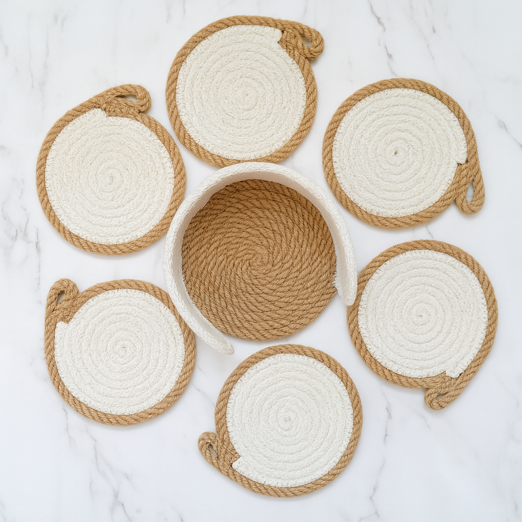 Climbing Rope Coasters Rustic Rope Coaster Set – Artistry Home