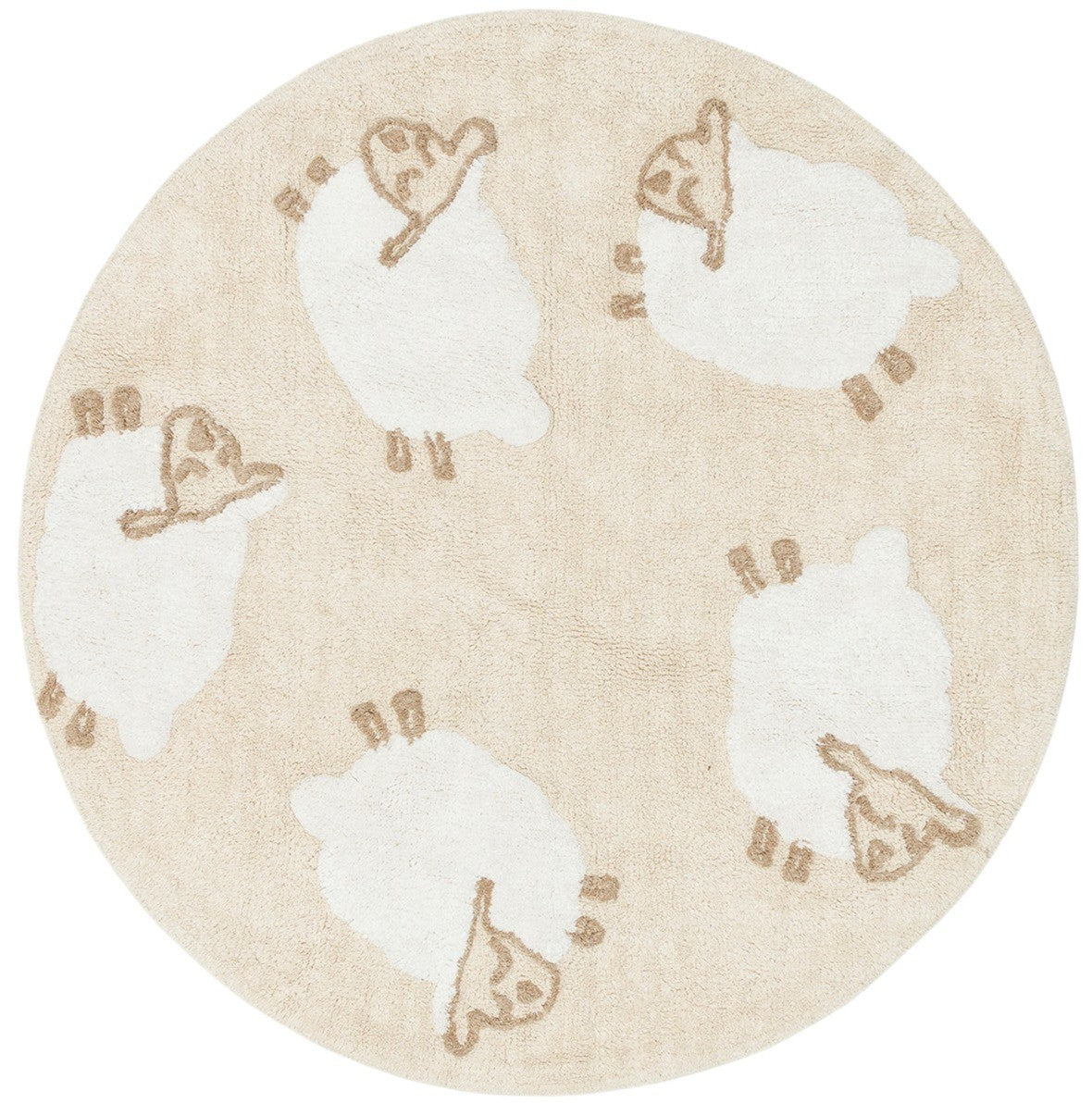 Cotton Boon Sheep Round Natural Cotton Kids Rug