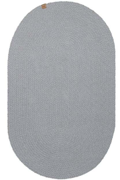 Patna Grey Oval Jute-Look Washable Woven Rug