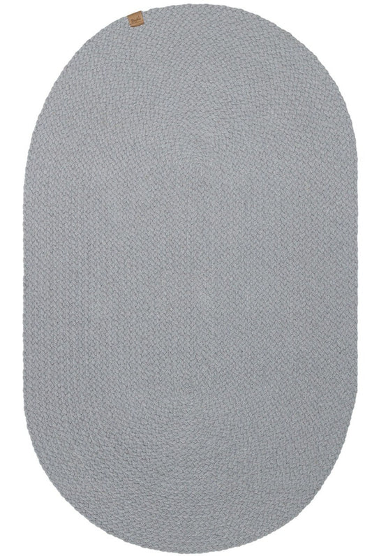 Patna Grey Oval Jute-Look Washable Woven Rug