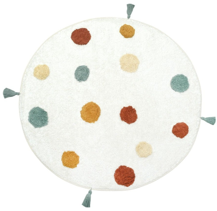 Cotton Boon Multicoloured Dots Round Kids Rug