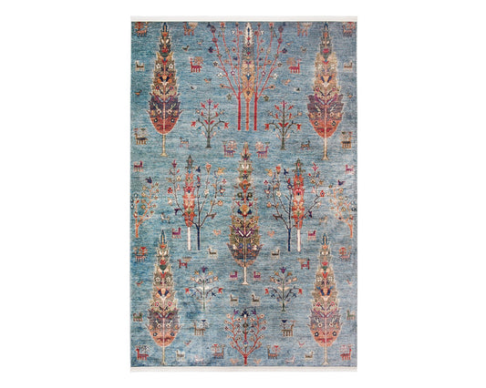Antique Aqua Dark Rug - Full View | Artistry Home