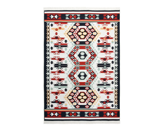 Arya Red Mosaic Rug - Full View | Artistry Home